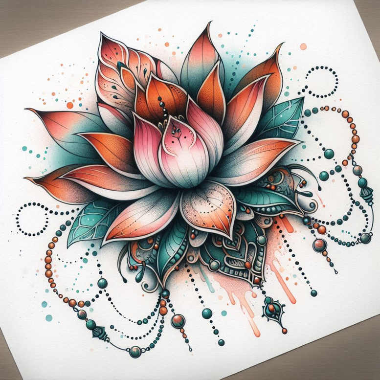 lotus – tattoo design ideas free ai generated – minimalist-script – for-spine – Gallery: lotuses-inkby-ai