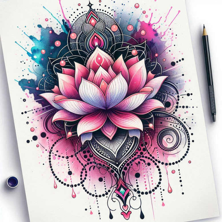 lotus – tattoo design ideas free ai generated – symbolic – for-ribs – Gallery: lotuses-inkby-ai
