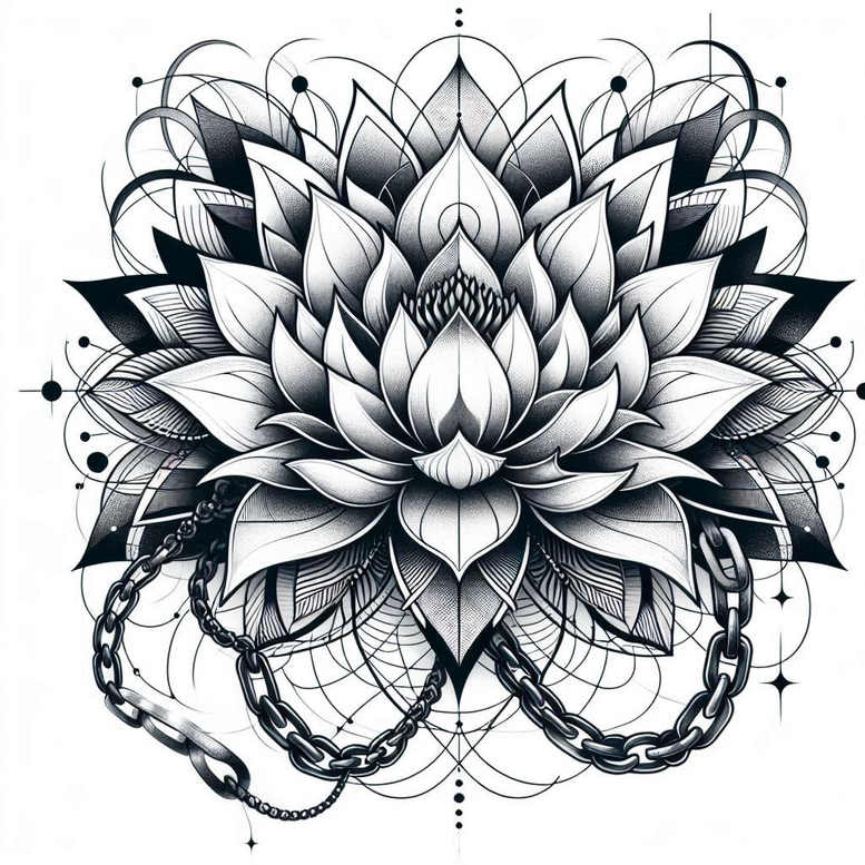 lotus-life-symbol – tattoo design ideas free ai generated – compact – for-full-back – Gallery: lotuses-inkby-ai