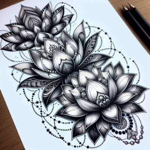 lotus-peace-symbol – tattoo design ideas free ai generated – mini-ink – for-lower-back – Gallery: lotuses-inkby-ai