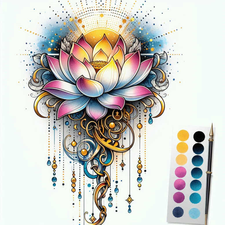 lotus-petals-detail – tattoo design ideas free ai generated – discreet – for-back – Gallery: lotuses-inkby-ai