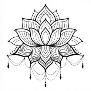 lotus-petals-detail – tattoo design ideas free ai generated – no-background – for-spine – Gallery: lotuses-inkby-ai