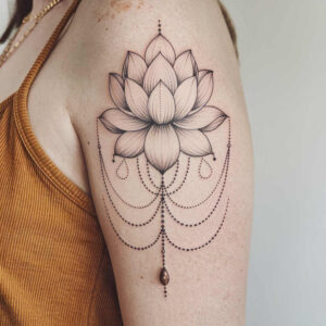 lotus-petals-detail – tattoo design ideas free ai generated – single-line – for-hand – Gallery: lotuses-inkby-ai