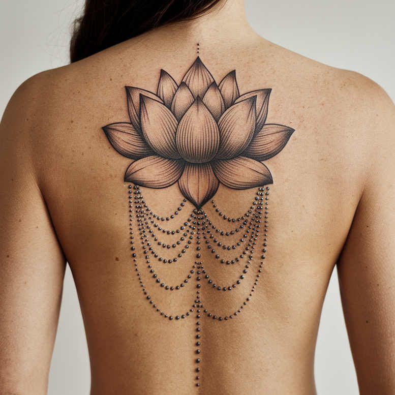 lotus-petals-detail – tattoo design ideas free ai generated – unadorned – for-thigh – Gallery: lotuses-inkby-ai