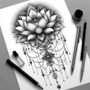 lotus-rebirth-symbol – tattoo design ideas free ai generated – modest – for-heel – Gallery: lotuses-inkby-ai