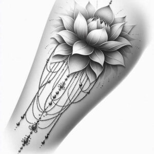 lotus-rebirth-symbol – tattoo design ideas free ai generated – pure-outline – for-lower-leg – Gallery: lotuses-inkby-ai