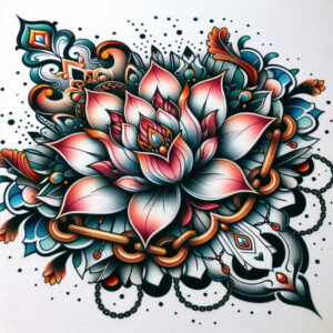 lotus-rebirth-symbol – tattoo design ideas free ai generated – single-color – for-biceps – Gallery: lotuses-inkby-ai