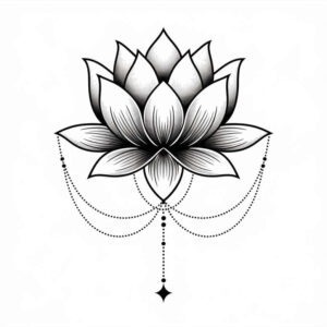 lotus-spirituality-symbol – tattoo design ideas free ai generated – minimalist-script – for-behind-ear – Gallery: lotuses-inkby-ai
