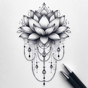 lotus-tattoo-design – tattoo design ideas free ai generated – micro-tattoo – for-scapula – Gallery: lotuses-inkby-ai