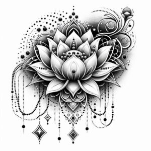 lotus-tattoo – tattoo design ideas free ai generated – mini-geometry – for-temple – Gallery: lotuses-inkby-ai