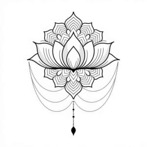 lotus-tattoo – tattoo design ideas free ai generated – minimalist – for-lower-thigh – Gallery: lotuses-inkby-ai