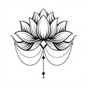 lotus-with-3d-effect – tattoo design ideas free ai generated – clean-lines – for-calf – Gallery: lotuses-inkby-ai