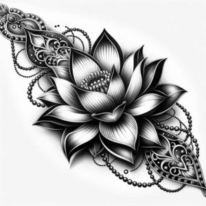 lotus-with-detail – tattoo design ideas free ai generated – petite – for-upper-shoulder – Gallery: lotuses-inkby-ai