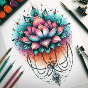 lotus-with-detail – tattoo design ideas free ai generated – unadorned – for-nape – Gallery: lotuses-inkby-ai