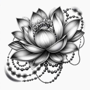 lotus-with-details – tattoo design ideas free ai generated – negative-space – for-upper-arm – Gallery: lotuses-inkby-ai