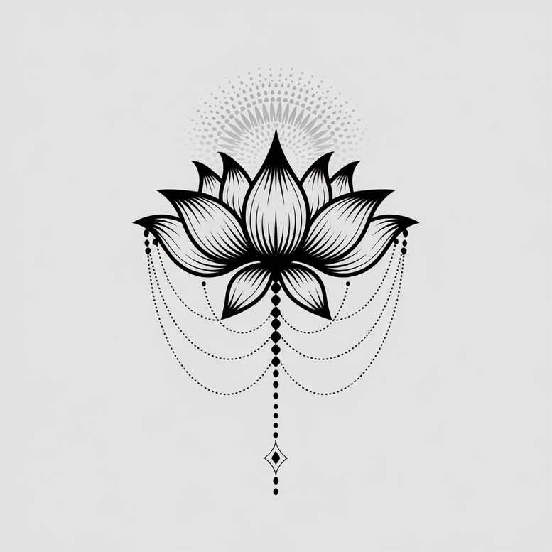 lotus-with-feathers – tattoo design ideas free ai generated – bare – for-lower-leg – Gallery: lotuses-inkby-ai