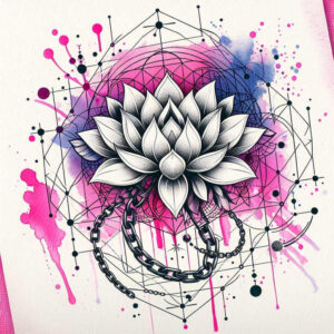 lotus-with-feathers – tattoo design ideas free ai generated – discreet-mark – for-forearm – Gallery: lotuses-inkby-ai