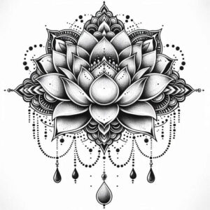 lotus-with-flowers – tattoo design ideas free ai generated – discreet – for-knee – Gallery: lotuses-inkby-ai