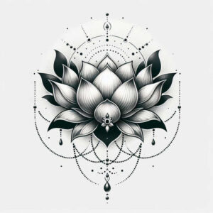 lotus-with-flowers – tattoo design ideas free ai generated – refined – for-side-torso – Gallery: lotuses-inkby-ai
