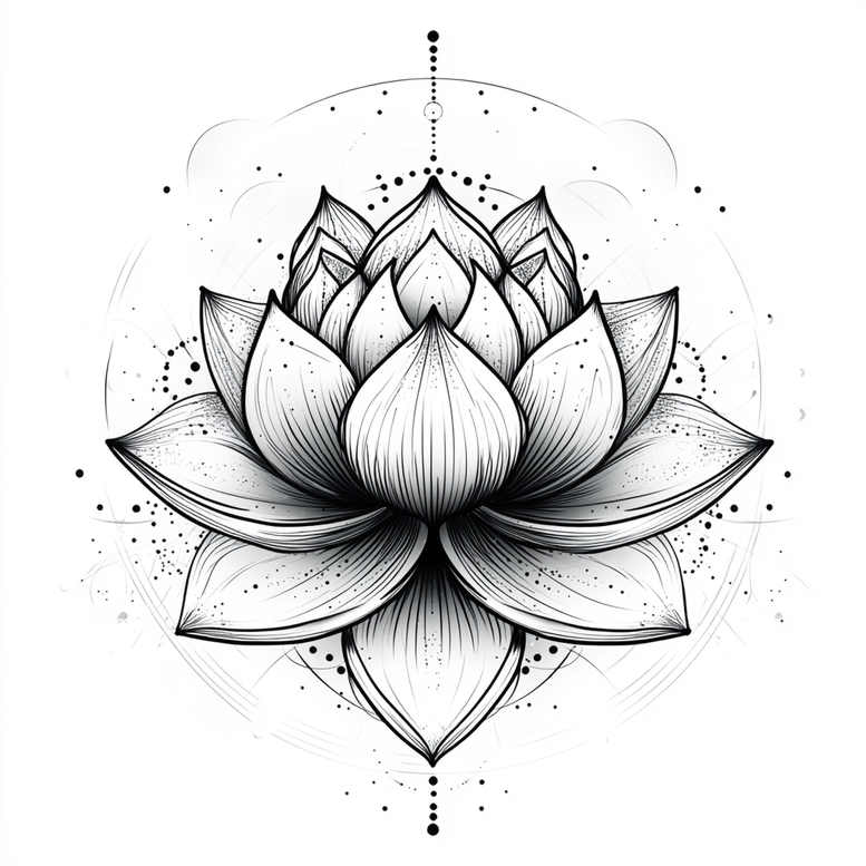 lotus-with-flowers – tattoo design ideas free ai generated – understated – for-shoulder – Gallery: lotuses-inkby-ai