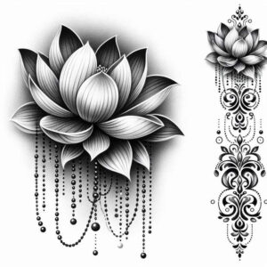 lotus-with-leaves – tattoo design ideas free ai generated – punctual – for-wrist-side – Gallery: lotuses-inkby-ai