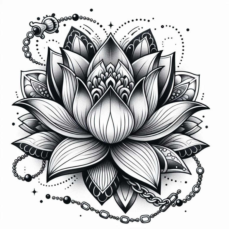 lotus-with-light-effect – tattoo design ideas free ai generated – plain – for-ribs – Gallery: lotuses-inkby-ai