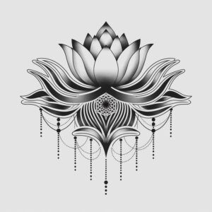 lotus-with-light-effect – tattoo design ideas free ai generated – single-color – for-shoulder-blade – Gallery: lotuses-inkby-ai
