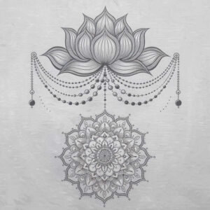 lotus-with-light-effect – tattoo design ideas free ai generated – thin-script – for-shoulder-blade – Gallery: lotuses-inkby-ai