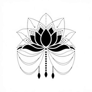 lotus-with-organic-lines – tattoo design ideas free ai generated – airy – for-shoulder-blade – Gallery: lotuses-inkby-ai