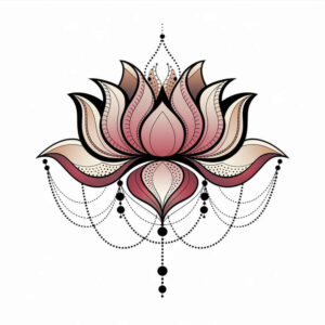 lotus-with-ornamentation – tattoo design ideas free ai generated – discreet-mark – for-behind-ear – Gallery: lotuses-inkby-ai