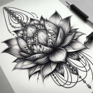 lotus-with-petals – tattoo design ideas free ai generated – punctual – for-back – Gallery: lotuses-inkby-ai