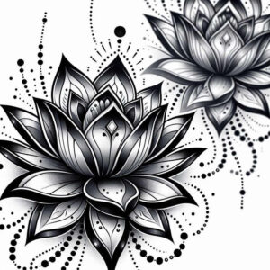 lotus-with-shadow – tattoo design ideas free ai generated – no-background – for-shoulder – Gallery: lotuses-inkby-ai