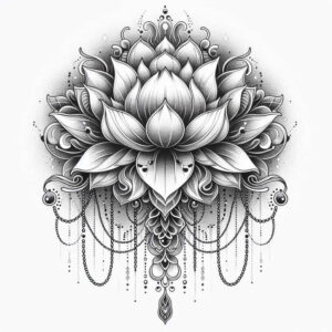 lotus-with-shadow – tattoo design ideas free ai generated – soft-touch – for-forearm – Gallery: lotuses-inkby-ai