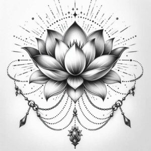 lotus-with-wave – tattoo design ideas free ai generated – no-fill – for-upper-shoulder – Gallery: lotuses-inkby-ai