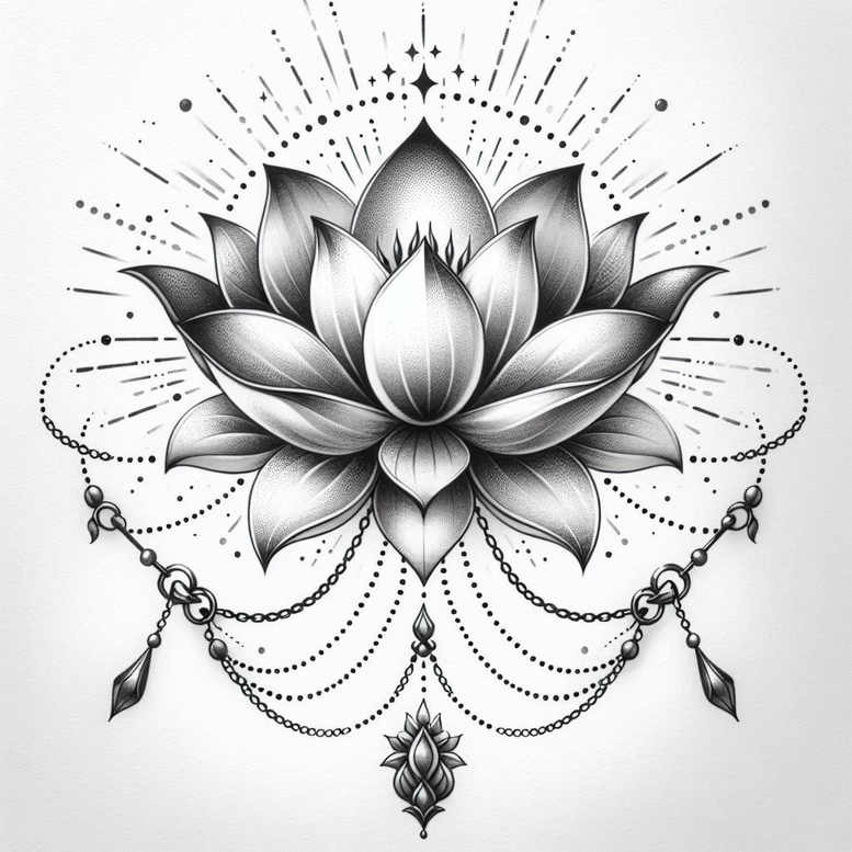 lotus-with-wave – tattoo design ideas free ai generated – no-fill – for-upper-shoulder – Gallery: lotuses-inkby-ai