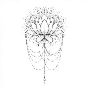 lotus-with-wave – tattoo design ideas free ai generated – precise – for-lower-thigh – Gallery: lotuses-inkby-ai