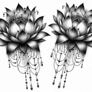 lotus-with-wave – tattoo design ideas free ai generated – subtle-shape – for-outer-arm – Gallery: lotuses-inkby-ai