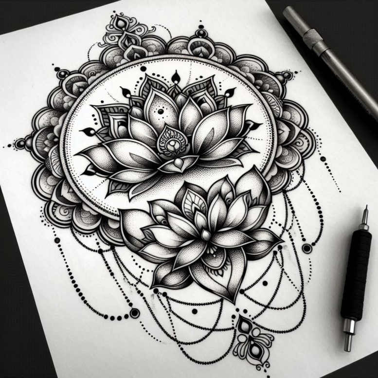 lotuses tattoo design ideas pure outline elegant for thigh