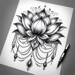 lotuses tattoo design ideas dainty flowing lines for lower chest