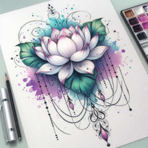 lotuses tattoo design ideas single color light shading for triceps