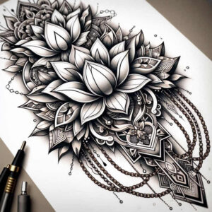 lotuses tattoo design ideas dotwork ornamental for arm