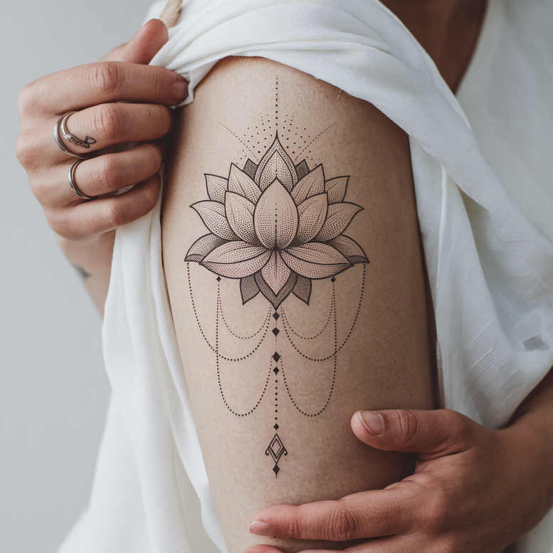 lotuses tattoo design ideas micro line serene for calf