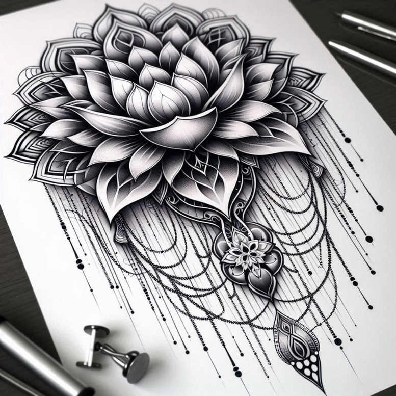 lotuses tattoo design ideas fine line serene for palm