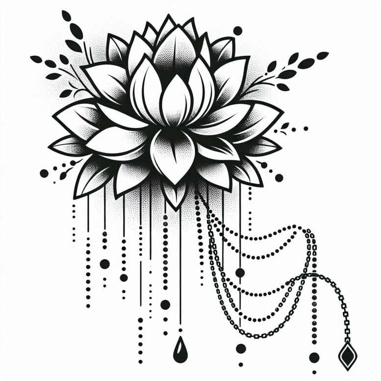lotuses tattoo design ideas no shading soft edges for triceps