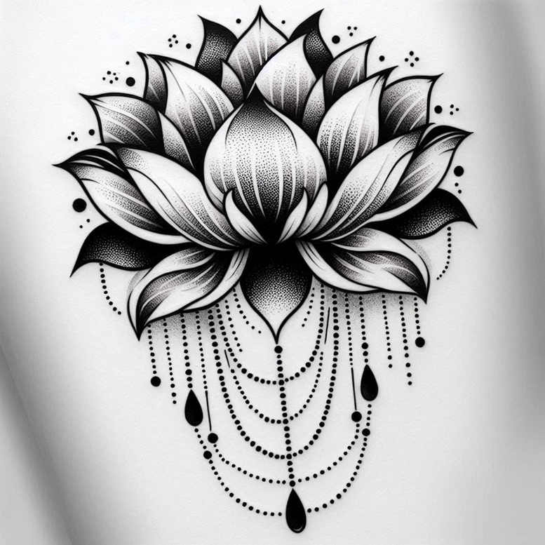 lotuses tattoo design ideas dotwork symbolic purity strength and power
