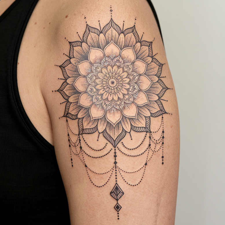 centered – tattoo design ideas free ai generated – patterned – for-palm – Gallery: mandalas-and-similar-inkby-ai