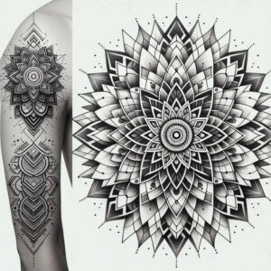 circle-of-unity – tattoo design ideas free ai generated – sacred-symbol – for-thigh – Gallery: mandalas-and-similar-inkby-ai