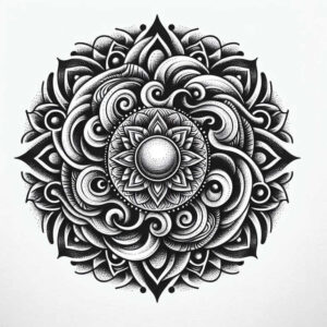 circular-lace – tattoo design ideas free ai generated – harmony-lines – for-neck – Gallery: mandalas-and-similar-inkby-ai