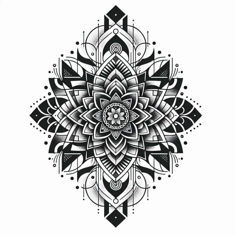 engraved-motif – tattoo design ideas free ai generated – dynamic-center – for-chest – Gallery: mandalas-and-similar-inkby-ai