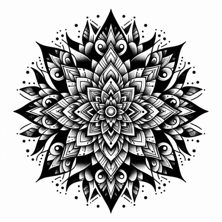 mandala-grid – tattoo design ideas free ai generated – subtle-fill – for-upper-thigh – Gallery: mandalas-and-similar-inkby-ai